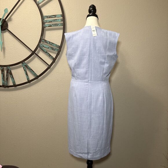 Ann Taylor Dress 12 NWT Blue Cross Weave Sheath Work Career - Picture 3 of 6